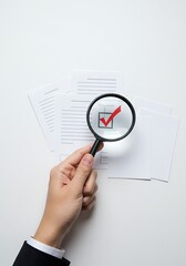 Hand with magnifying glass