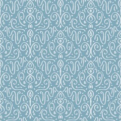 Elegant Blue and White Seamless Ornamental Pattern