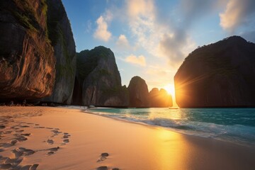 Koh Phi Phi sunlight beach sunrise.