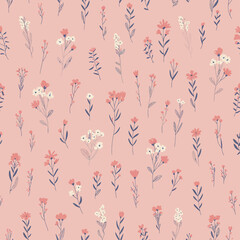 Delicate floral pattern with hand drawn flowers