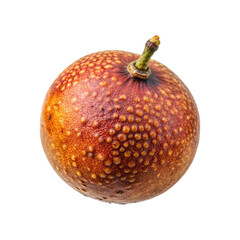 A closeup studio shot of an isolated passion fruit on white