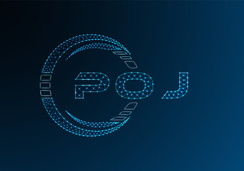 POJ low poly letter logo vector design. POJ lower poly logo design. Low poly logo.