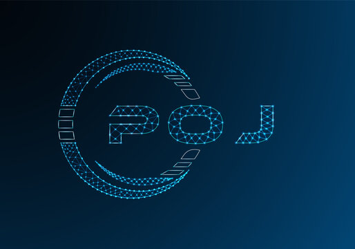 POJ low poly letter logo vector design. POJ lower poly logo design. Low poly logo.