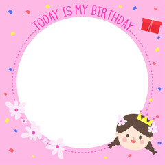 프레임 일러스트. 어린이 캐릭터가 꾸며진 사진 꾸미기 프레임 일러스트. 벡터 일러스트 디자인.