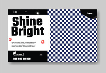 Modern graphic design with bold typography and a checkered pattern for a vibrant eye catching advertisement