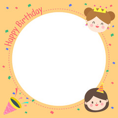 프레임 일러스트. 어린이 캐릭터가 꾸며진 사진 꾸미기 프레임 일러스트. 벡터 일러스트 디자인.