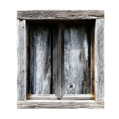 Weathered Wood Window Frame: A Rustic Architectural Detail on Black Background