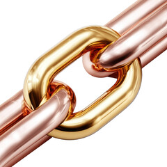 Close-Up of Intertwined Golden and Rose Gold Chain Links Illustrating Connection and Unity Concepts