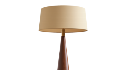 Beige Lampshade Table Lamp With Conical Dark Wood Base