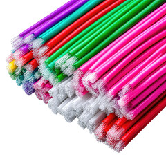 Colorful plastic straws arranged neatly in vibrant patterns for festive parties and celebrations
