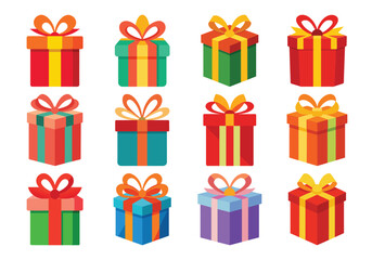 Colorful Gift Boxes Vector Illustration for Celebrations Birthdays and Special Occasions