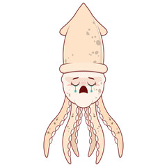 Octopus crying face cartoon cute