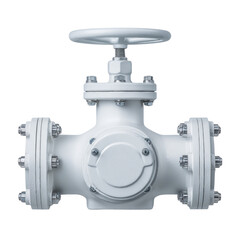 White Industrial Valve with Handle and Flanges for Manufacturing and Engineering Applications