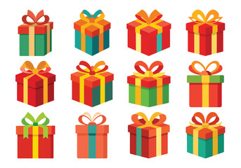 Colorful Vector Gift Box Collection for Celebrations and Special Occasions