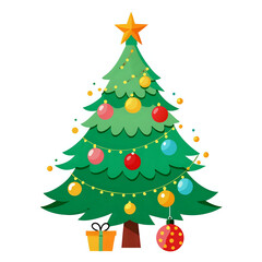 Fototapeta premium christmas tree with balls ,vector illustration white background