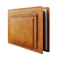 Tan leather wallet with card slots and visible stitching against a showcases craftsmanship and minimalist design ideal for finance on transparent background