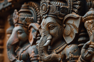 Bright holiday composition for happy Ganesh Chaturthi, abstract vivid composition consists of fictional unreal fantastic vision on background