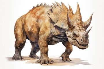 Fototapeta premium Dinosaur animal mammal rhinoceros.