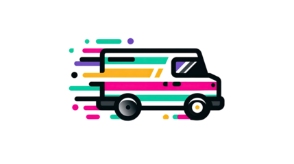 Vibrant Graphic of a Moving Vehicle with Colorful Speed Lines