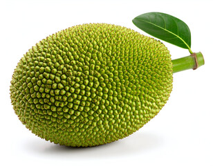 Fresh Jackfruit Vibrant Green Tropical Fruit Isolated on White