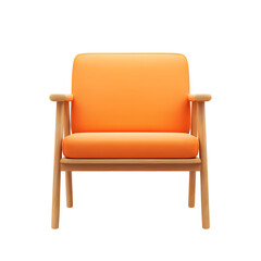 Minimalist orange armchair on black background offering comfort and style