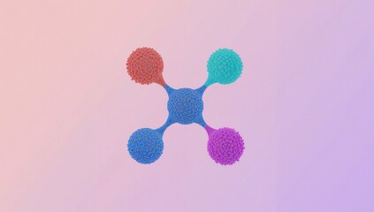 Abstract representation of interconnected nodes in vibrant colors on a soft gradient background
