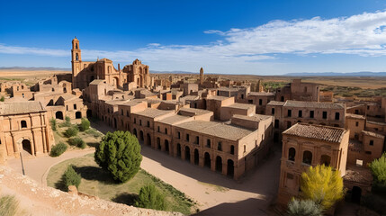 Fototapeta premium Belchite is a municipality of the province of Zaragoza, Spain. It is known for having been a scene of one of the symbolic battles of the Spanish Civil war, Belchite's battle.