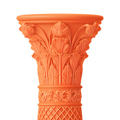 Elegant Decorative Column in Salmon Color, on Black Background, Studio Shot