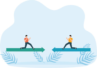 The businessman runs along the arrow in the direction of profit growth concept
