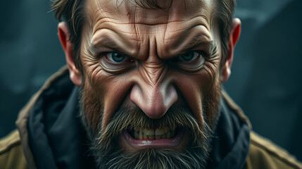 Intense Portrait of an Angry Man