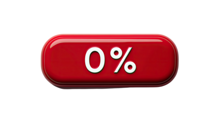 Bright Red Zero Percent Button for Digital Interface Design Use