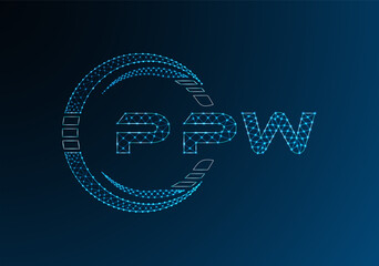 PPW low poly letter logo vector design. PPW lower poly logo design. Low poly logo.