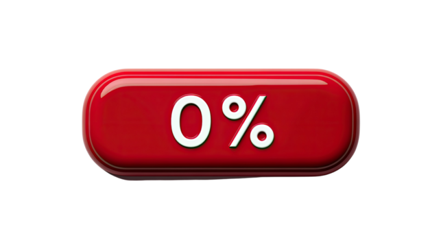 Bright Red Zero Percent Button for Digital Interface Design Use