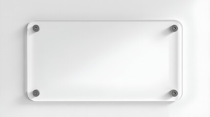 blank rounded square clear acrylic glass methacrylate nameplate realistic brand logo signage mockup wall mounted 3d rendering illustration