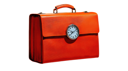 Bright Orange Briefcase with Clock and Classic Design