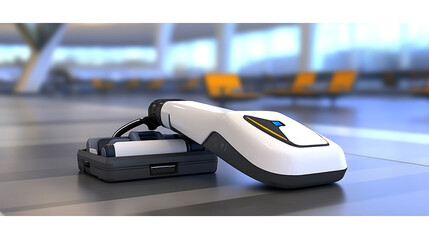 Modern Robotic Vacuum Cleaner with Charging Dock in a Public Space