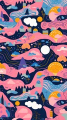 Vibrant planet pattern abstract graphics art.