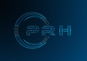PRH low poly letter logo vector design. PRH lower poly logo design. Low poly logo.