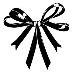 Black and white ribbon vector design element elegant graphic with bow streamers for decoration