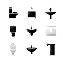 Bathroom Essentials: A collection of sleek bathroom fixtures, presented in a modern and minimalist design, ideal for design and decor projects.