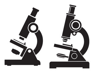 Microscope silhouette vector icon set