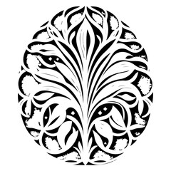 Botanical Abstract: An Elaborate Black and White Floral Design Depicting Organic Shapes and
