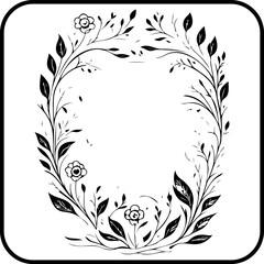 Botanical flourish oval frame, an elegant floral decorative element, a natural artistic drawing