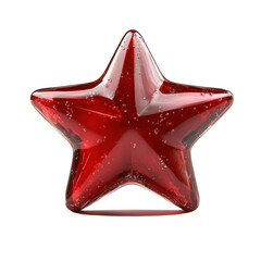 Glossy red star with internal bubbles against a black backdrop perfect for festive decorations and holiday themed designs and creative projects on transparent background