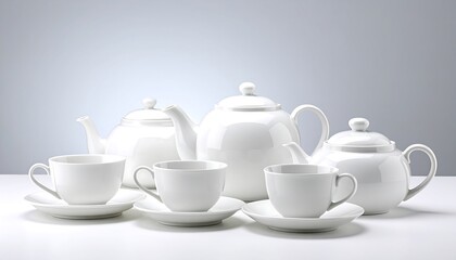 Fototapeta premium Elegant White Porcelain Tea Set: Studio Shot