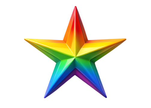 Rainbow fivepointed star isolated on transparent background - Powered by Adobe