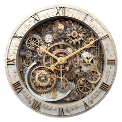 Obraz premium Intricate Steampunk Clockwork Mechanism Displaying Time with Victorian Elegance