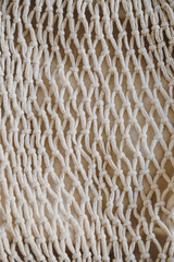 Flat Lay of Mesh Bag in Beige Tones, Subtle and Natural Style