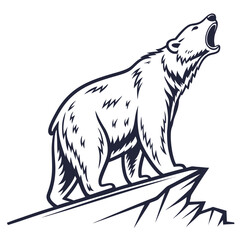 Obraz premium Roaring Polar Bear on Rock Outcrop Graphic Illustration