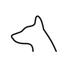 Dog head silhouette vector black line symbol template